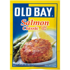 Old Bay Salmon Classic Cake Mix package ready to cook