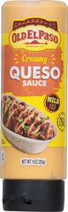 Old El Paso queso dip served warm over nachos for sharing.