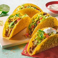 Cooked meat seasoned with Old El Paso mix ready for tasty tacos.