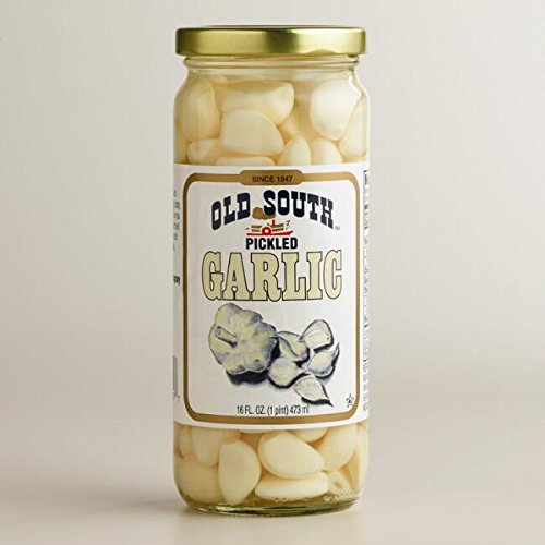 Old South Pickled Garlic jar, tangy cloves perfect for charcuterie boards.