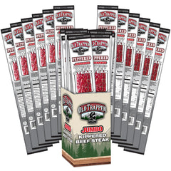 Old Trapper kippered steak peppered pack with convenient 2-ounce portions for on-the-go protein