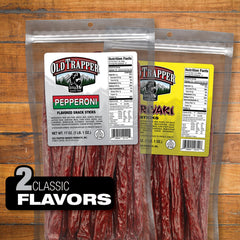 Old Trapper Pepperoni Snack Sticks in gym bag, convenient high-protein bite.