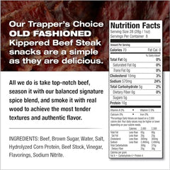 Old Trapper signature spice blend dusting closeup on meat slices