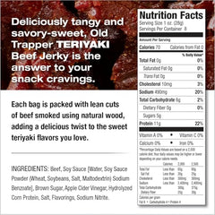 Old Trapper Teriyaki Beef Jerky resealable bag retaining freshness.