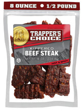 Old Trapper Trapper's Choice hot spicy kippered beef steak 8oz package with bold flavor and protein