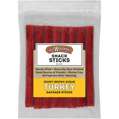 Old Wisconsin Honey Brown Sugar Turkey Snack Sticks in resealable package for on-the-go protein