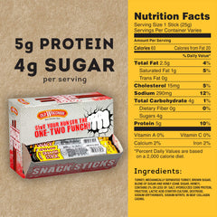 Counter box display of Old Wisconsin sticks for quick, protein-packed bites.