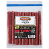 Old Wisconsin hot-spicy sausage sticks in resealable pack for on-the-go protein.