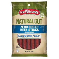 Old Wisconsin Natural Cut Beef Sausage Snack Sticks on-the-go high-protein snack.