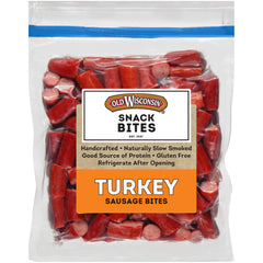 Old Wisconsin Turkey Snack Bites bag front showing bite-sized protein snack.