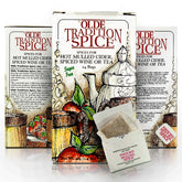 Olde Tradition Spice mulling tea bags being poured into mug for cozy warmth