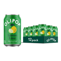 OLIPOP Lemon Lime can front view with prebiotic blend for gut-friendly sipping