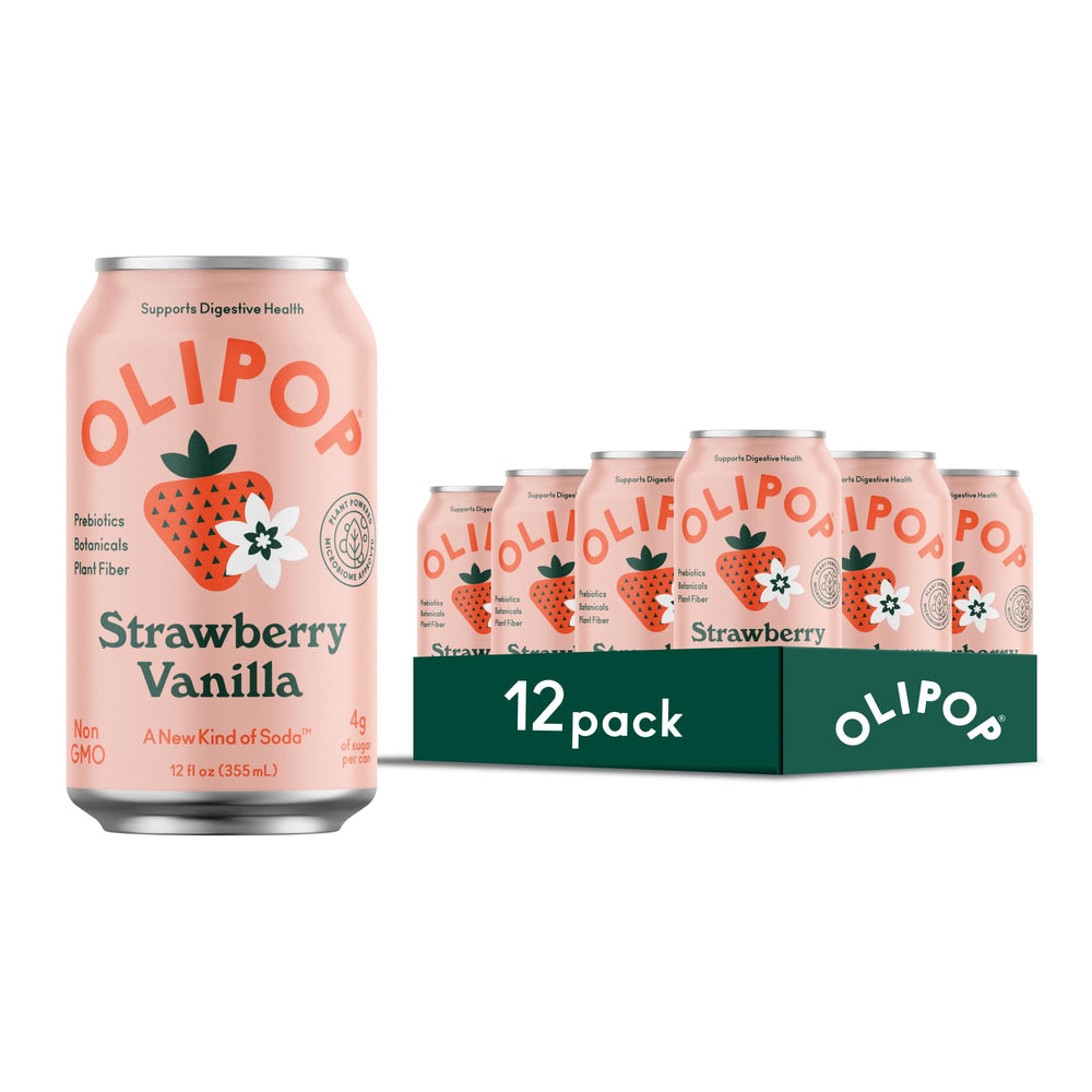 OLIPOP Strawberry Vanilla can pack for easy pantry stocking and everyday refreshment.