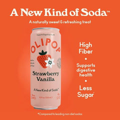 OLIPOP Strawberry Vanilla pour shows fizzy bubbles and creamy vanilla with fruity notes