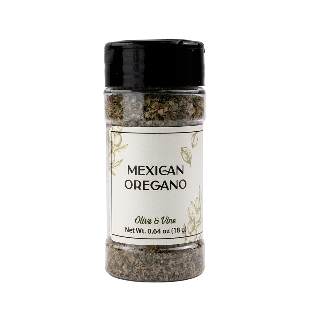 Olive & Vine Mexican Oregano shaker jar for easy garnish and flavor.