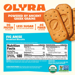 Close-up of Olyra fig-anise biscuit texture, crunchy and flavorful for on-the-go snacking.