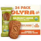Olyra Organic Breakfast Biscuits Hazelnut Carob pack shot for on-the-go energy