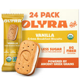 Olyra vanilla sandwich breakfast biscuits front package ready for quick morning start
