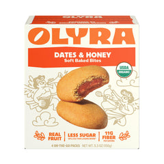 Olyra fruit bars with dates and honey for on-the-go high-fiber snacking.