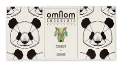OmNom Cookies and Cream bar with cookies topping, premium Icelandic chocolate for gifting or indulgence