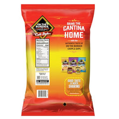 On The Border Cafe Style chips spilling from bag, ready for sharing at gatherings.