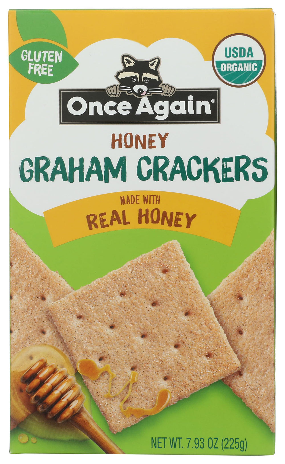 Once Again Organic Honey Graham Crackers pack front showing brand and appeal as a snack