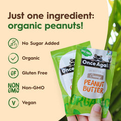 Once Again Organic Peanut Butter Packets creamy-texture evokes rich spread.