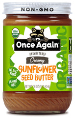 Once Again Organic Sunflower Butter jar showing a creamy dairy-free spread.