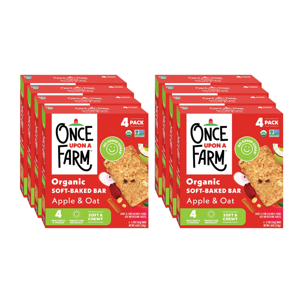 Once Upon A Farm soft-baked Bars Apple & Oat closeup showing kid-friendly texture for on-the-go snacking