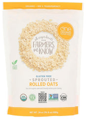 One Degree Organic Foods hot cereal rolled oats in a bowl, gluten-free and sprouted.