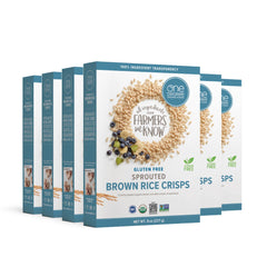 One Degree Sprouted Brown Rice Crisps pack front, organic and gluten-free