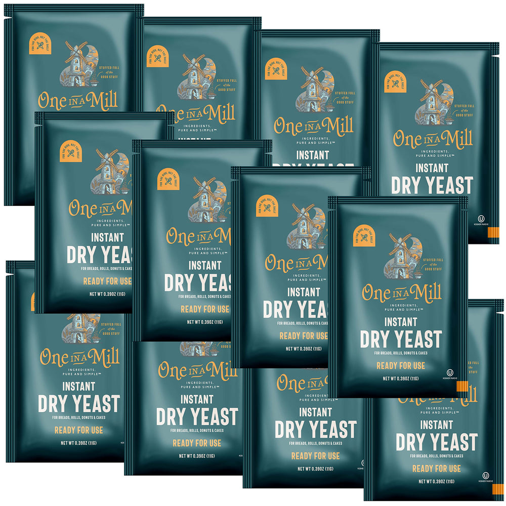 One in a Mill instant dry yeast packaging showcasing freshness and storage.