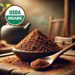 ONE WITH TEA Hojicha Powder aroma swirl shows warm, toasty notes.
