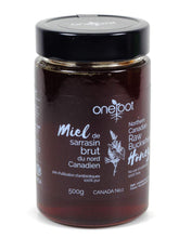 OneRoot Buckwheat Honey jar closeup, rich color, ideal for tea.