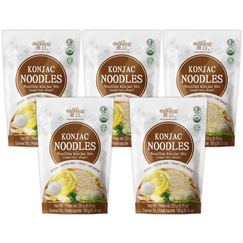 ONETANG organic Shirataki noodles packaging with USDA Organic seal assures clean ingredients.