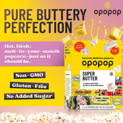 Opopop butter popcorn close-up highlighting savory aroma and buttery richness.