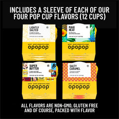 Opopop lightly salted cup delivers classic flavor, ideal for sharing.