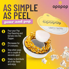 Opopop microwave-ready popcorn in a popping bowl being prepared