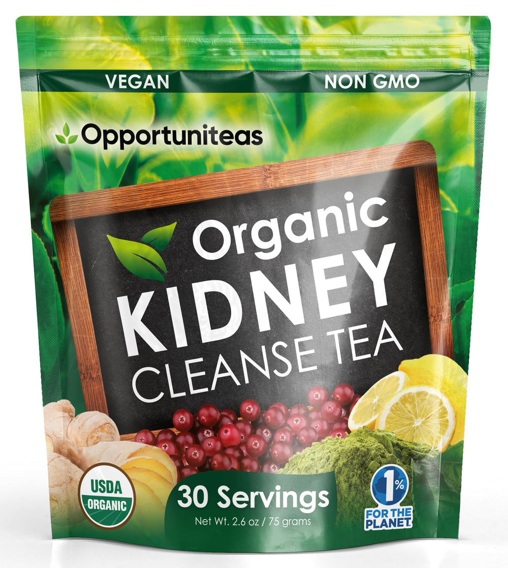 Opportuniteas Kidney Cleanse Tea pack image for daily cleansing ritual.