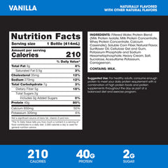 Vanilla shake poured into glass showing creamy texture from Optimum Nutrition.
