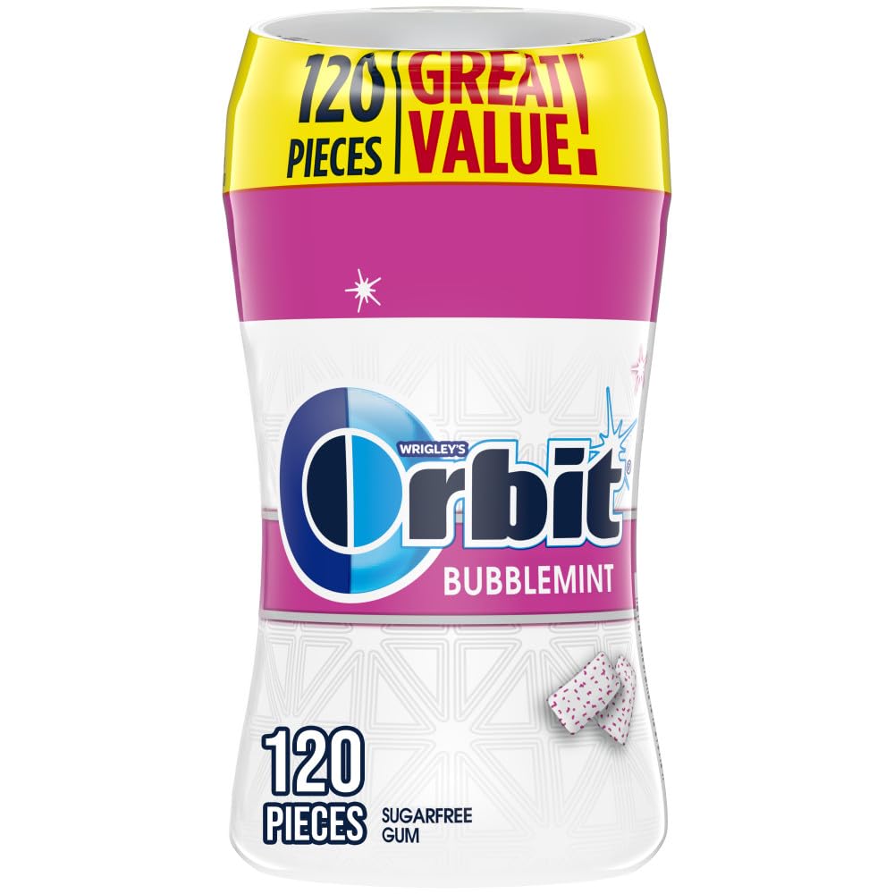 Orbit Bubblemint bottle front view for travel freshness on the go