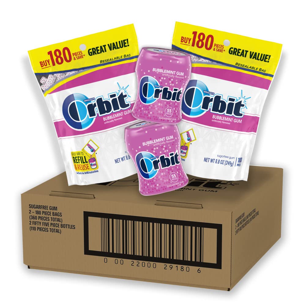 Orbit Bubblemint bulk pack box shows convenient value for sharing