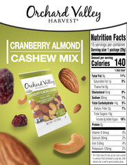 Orchard Valley Harvest Cranberry Almond Cashew Trail Mix close up of cranberries and nuts for on-the-go snacking