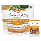Orchard Valley Harvest honey roasted mixed nuts in 15 one-ounce packs for on-the-go snacking