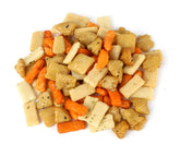 OREGON FARM FRESH SNACKS Asian Rice Crackers Mix bag close-up shows crisp texture for on-the-go snacking.