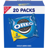 OREO chocolate sandwich cookies 20-pack, ideal for quick on-the-go snacking.