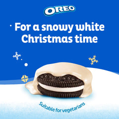 Oreo Snowy Enrobed Biscuits inner view showing biscuit and coating separation.