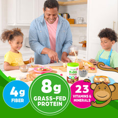 Orgain Kids glass of prepared shake, ideal for lunchboxes and after school.