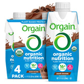 Orgain Smooth Chocolate vegan shake bottle highlighting plant-based protein.