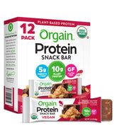 Orgain bar packaging showing peanut butter chocolate chunk and clean ingredients